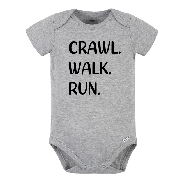 Cute Kids Tshirt Baby Onesies® Crawl Walk Run Baby Shower Gift Baby Announcement Ideas Newborn Gift