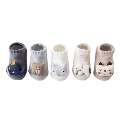 Anti-Slip Baby Short Socks Newborn Toddler Cotton Socks with Cute Animal Characters