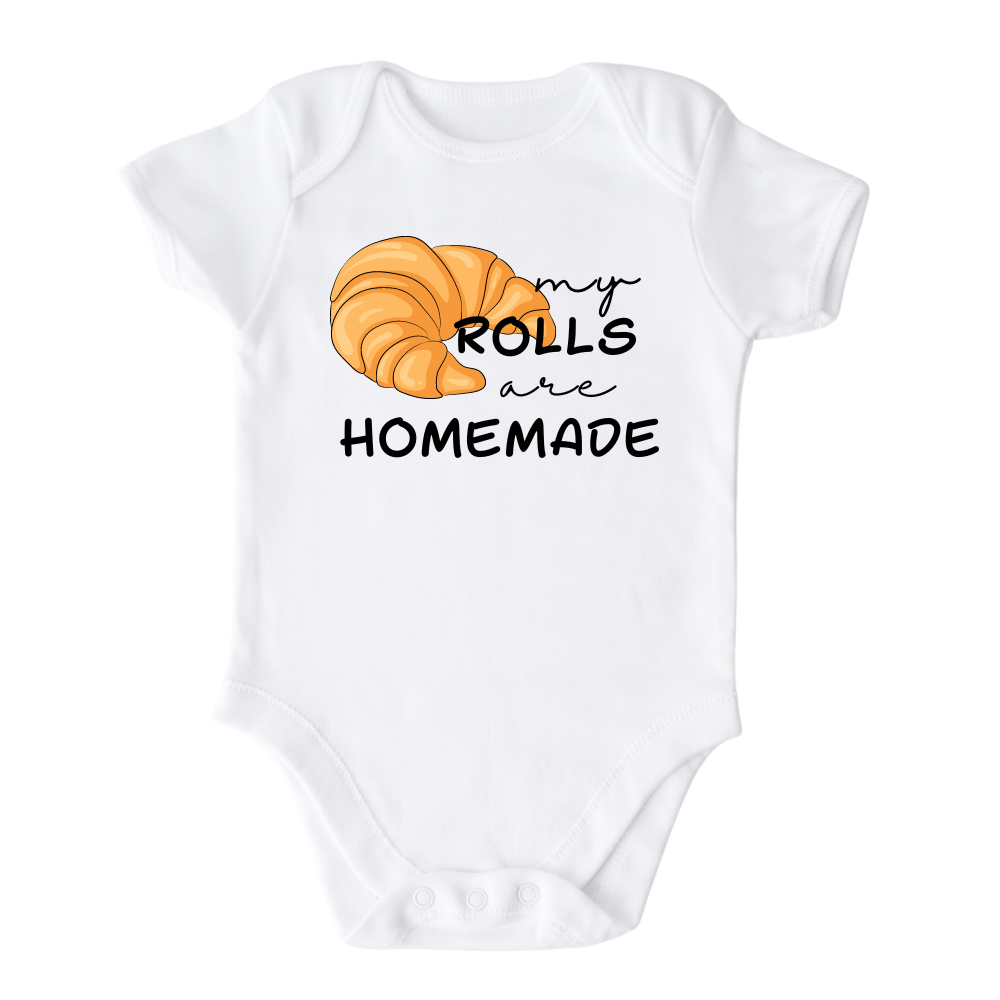 Kids Tshirt Baby Onesie® My Rolls are Homemade Baby Bodysuit Newborn Outfit Croissant Shirt