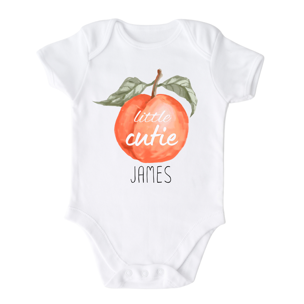 Little Cutie Custom Name Baby Onesie® Peach Baby Outfit for Baby Gift for Newborn