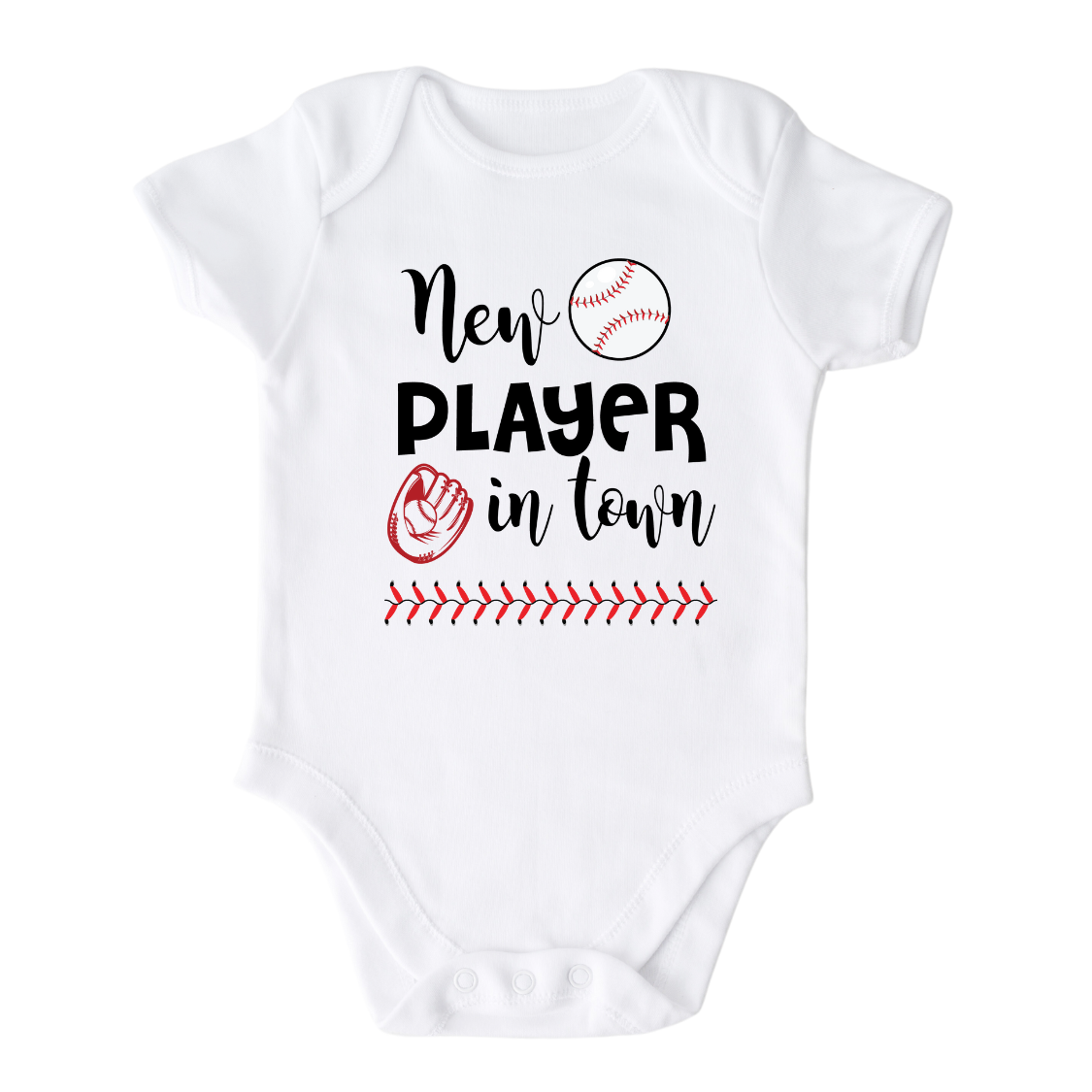 New Player in Town Baseball Baby Onesie® Baseball Funny Outfit for Baby Gift for Baby Shower Gift