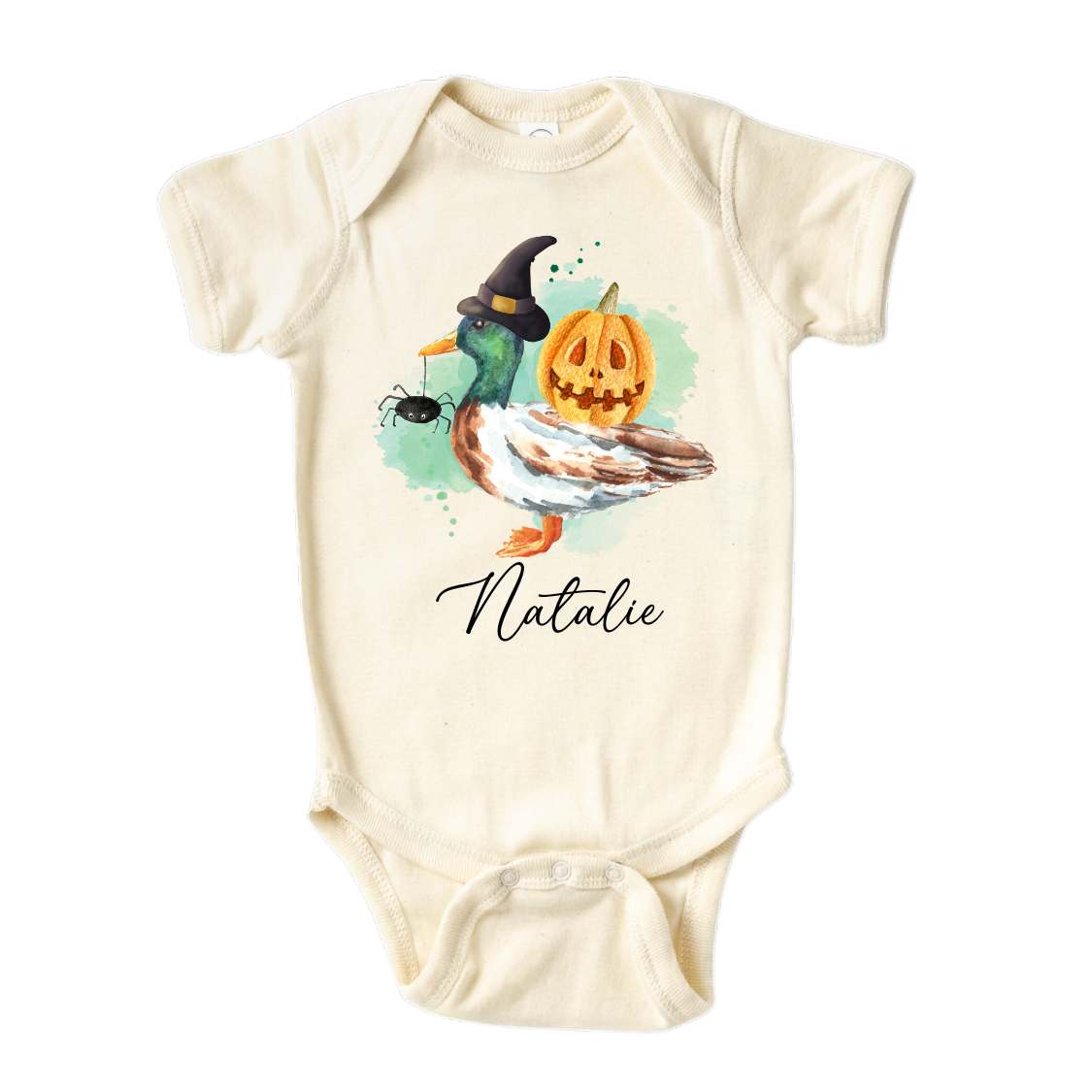 Cute Baby Onesie® Witch Duck Pumpkin Custom Name Kid Tshirt Halloween Baby Announcement for Baby Gift for Baby Shower Gift