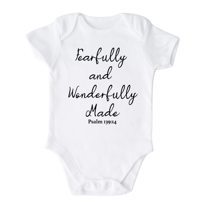 Religious Baby Clothes for Baptism Baby Onesie® Fearfully and Wonderfully Made