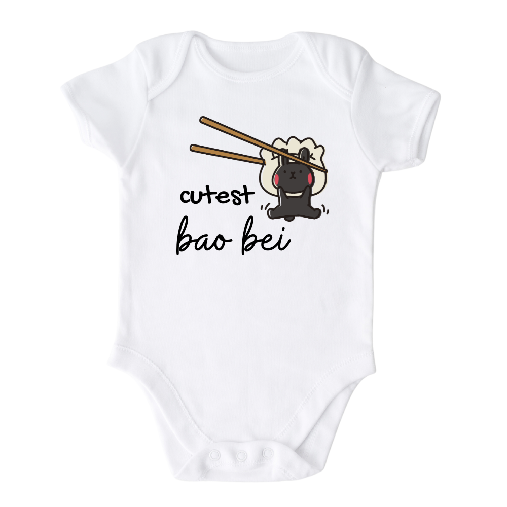 A kids' t-shirt with a cute Bao Rabbit graphic and the words 'Cutest Bao Bei'. This playful and stylish shirt is soft and comfortable, perfect for little ones to showcase their adorable charm and embrace imaginative adventures.