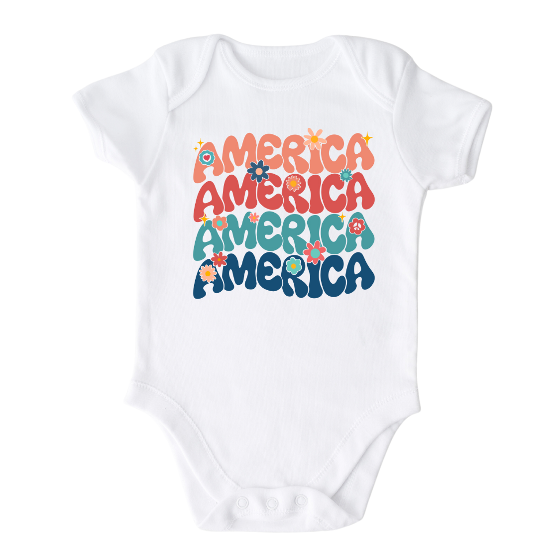 Cute Shirt Baby Onesie® America Retro Fourth of July Baby Clothing for Baby Shower