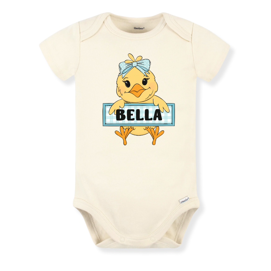 Cute Chick Custom Name Tshirt, Cute Baby Bodysuit, Personalized Funny Chicken Baby Outfit