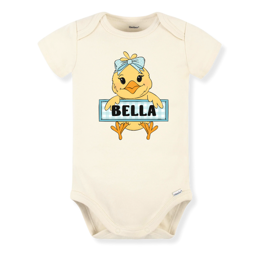 Cute Chick Custom Name Tshirt, Cute Baby Bodysuit, Personalized Funny Chicken Baby Outfit