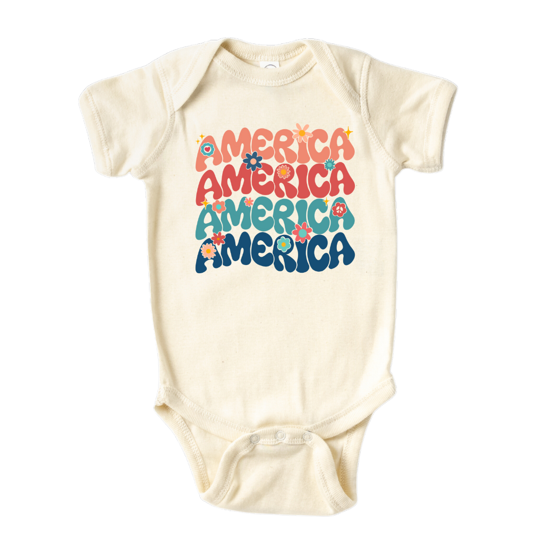 Cute Shirt Baby Onesie® America Retro Fourth of July Baby Clothing for Baby Shower