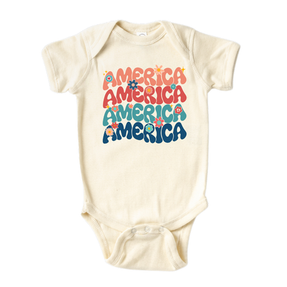 Cute Shirt Baby Onesie® America Retro Fourth of July Baby Clothing for Baby Shower