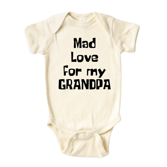 Personalized Outfit Mad Love for My Grandpa Name Baby Onesie®