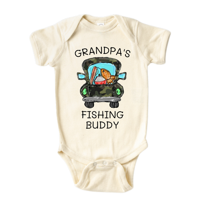 Baby Onsie - Gift for grandfather - Father's Day gift - Custom Baby Clothes for Newborn - Gift for Newborn - Baby Shower Gift - Fishing buddy grandpa's announcement