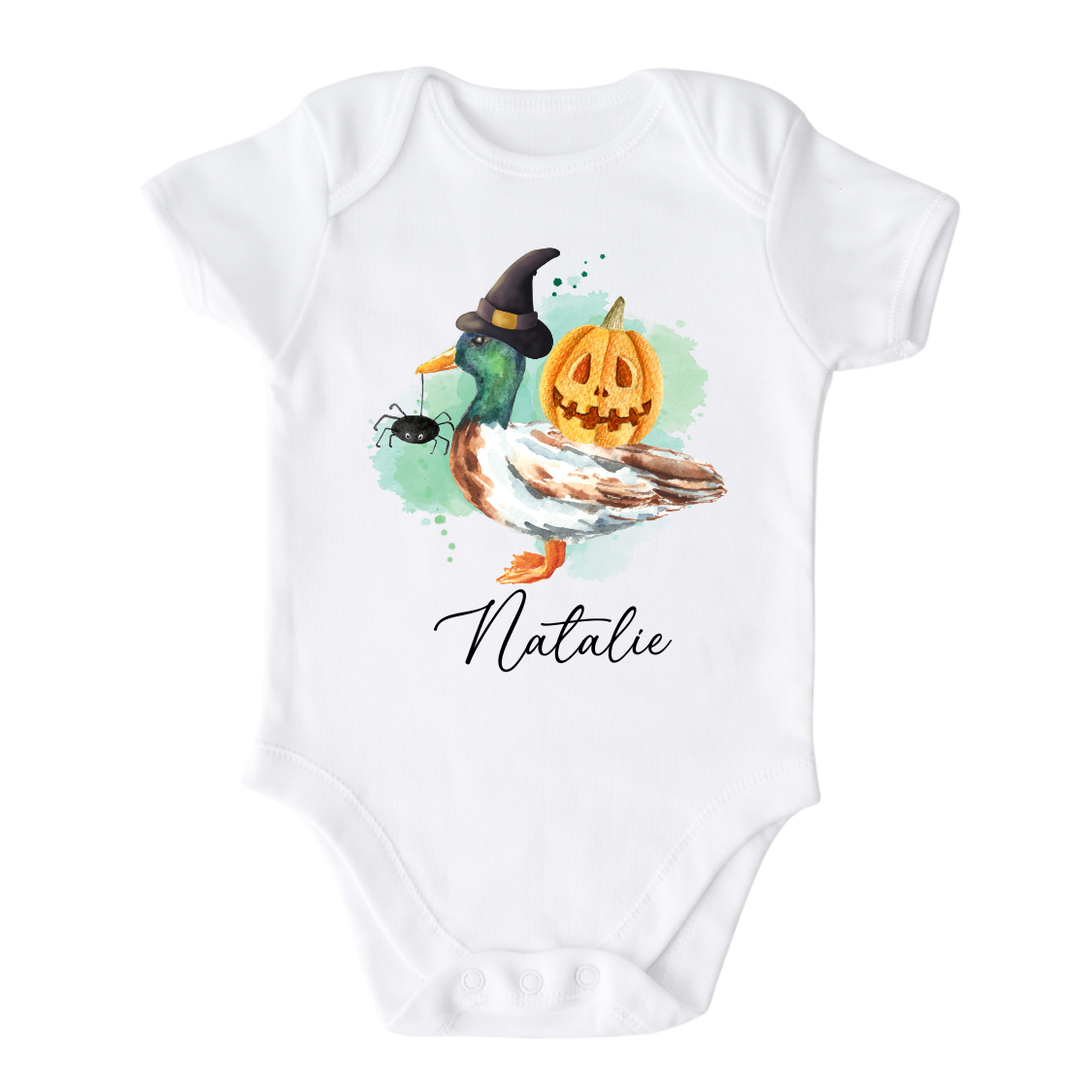 Cute Baby Onesie® Witch Duck Pumpkin Custom Name Kid Tshirt Halloween Baby Announcement for Baby Gift for Baby Shower Gift