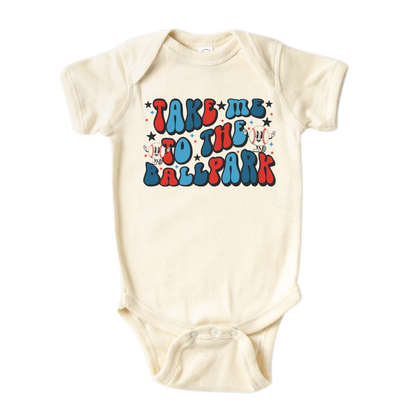 Take Me To The Ballpark Baby Onesie® Kids Shirt for Independence Day American Baby