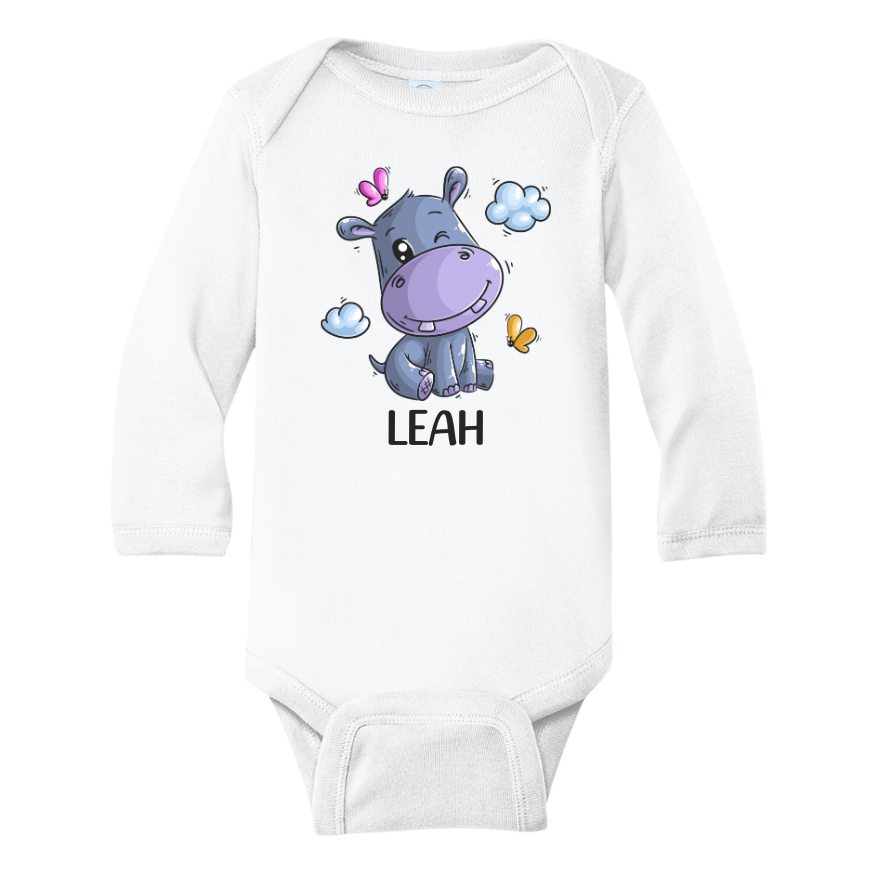 Personalized Baby Onesies® Hippo Baby Bodysuit for Newborn Outfit for Baby Shower Gift Ideas Custom Baby Gift