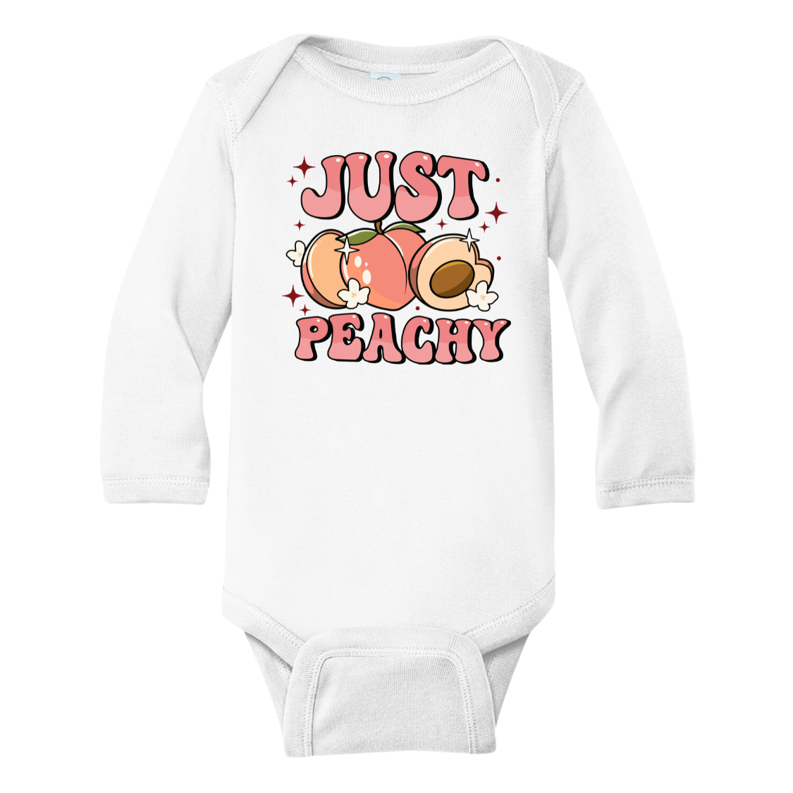 Cute Peach Baby Onesie® Just Peachy Baby Announcement Girl Outfit Gift for Baby Shower Cute Peach Shirt for Kids