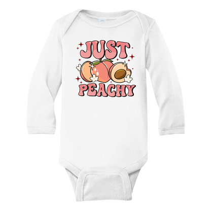 Cute Peach Baby Onesie® Just Peachy Baby Announcement Girl Outfit Gift for Baby Shower Cute Peach Shirt for Kids