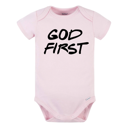 Baby Onesie® God First Religious Baby Infant Clothing for Baby Shower Gift