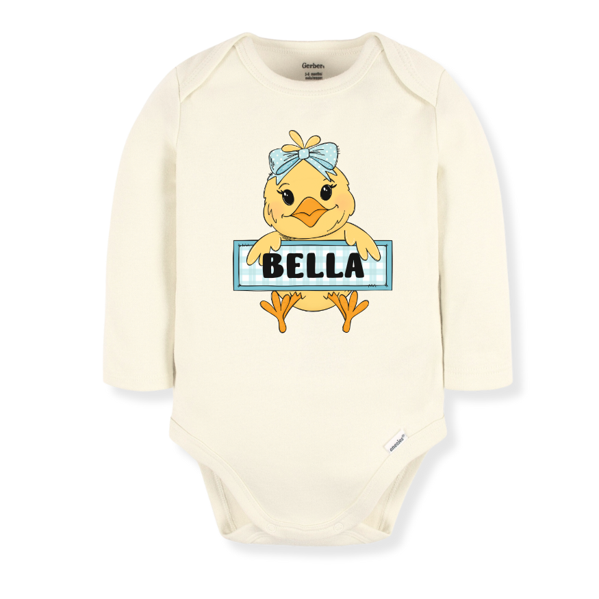 Cute Chick Custom Name Tshirt, Cute Baby Bodysuit, Personalized Funny Chicken Baby Outfit