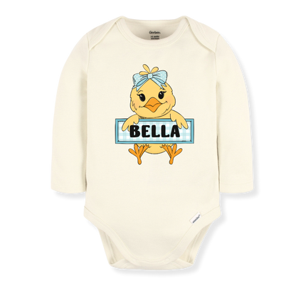 Cute Chick Custom Name Tshirt, Cute Baby Bodysuit, Personalized Funny Chicken Baby Outfit