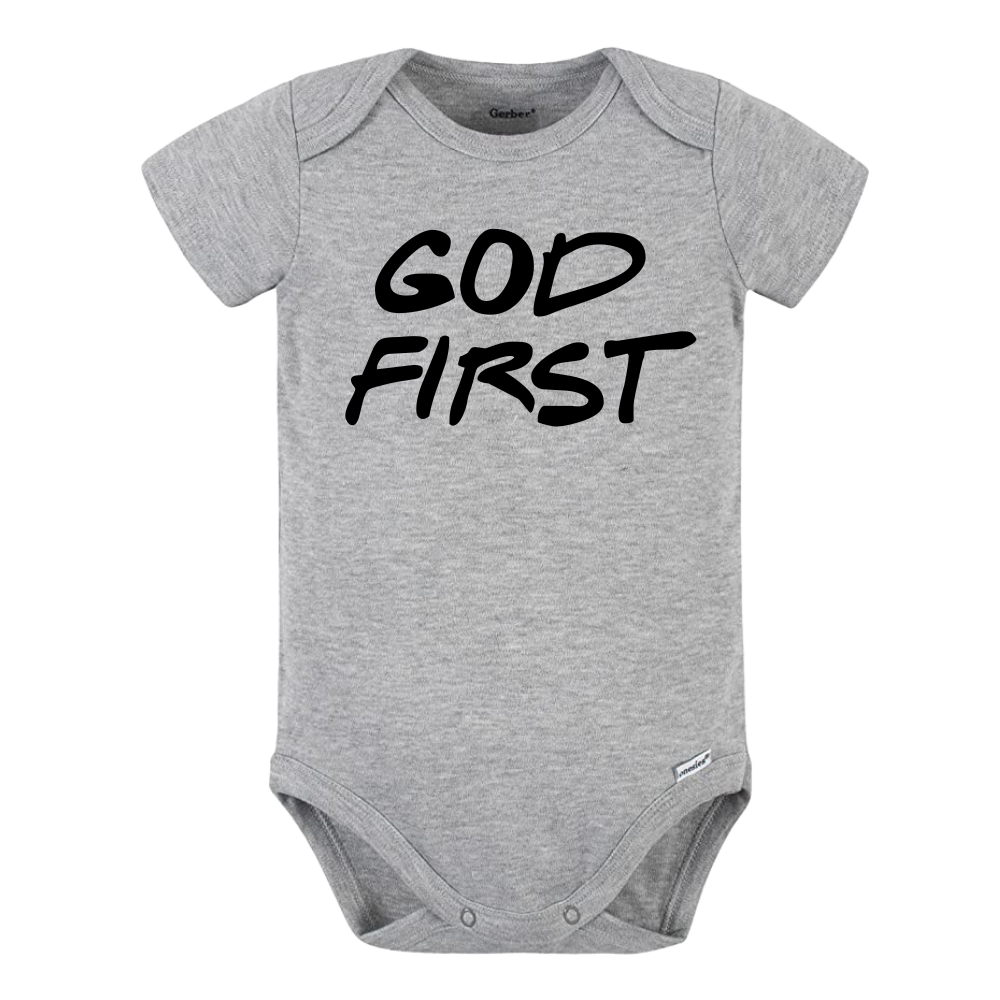 Baby Onesie® God First Religious Baby Infant Clothing for Baby Shower Gift