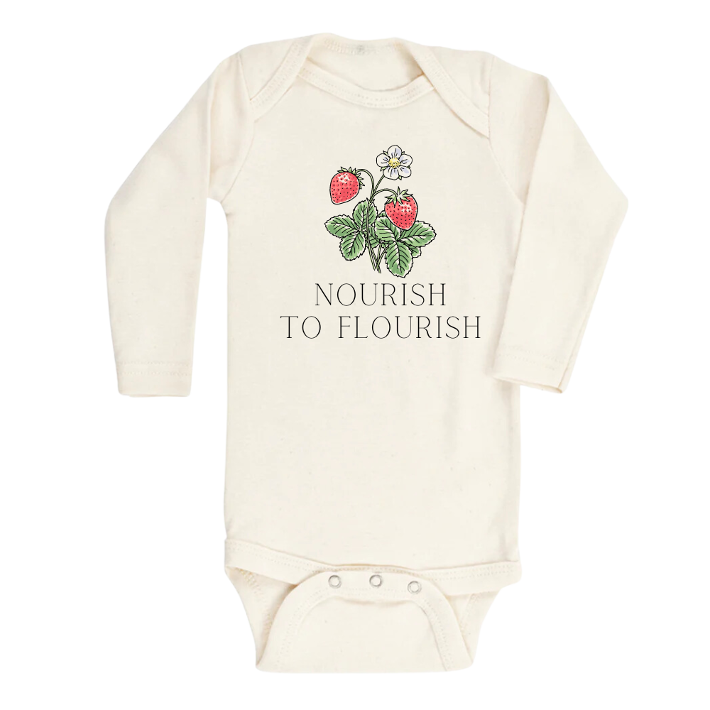 Cute Baby Onesies® Nourish to Flourish Strawberry Baby Bodysuit for Newborn Outfit for Baby Shower Gift Ideas Cute Strawberry