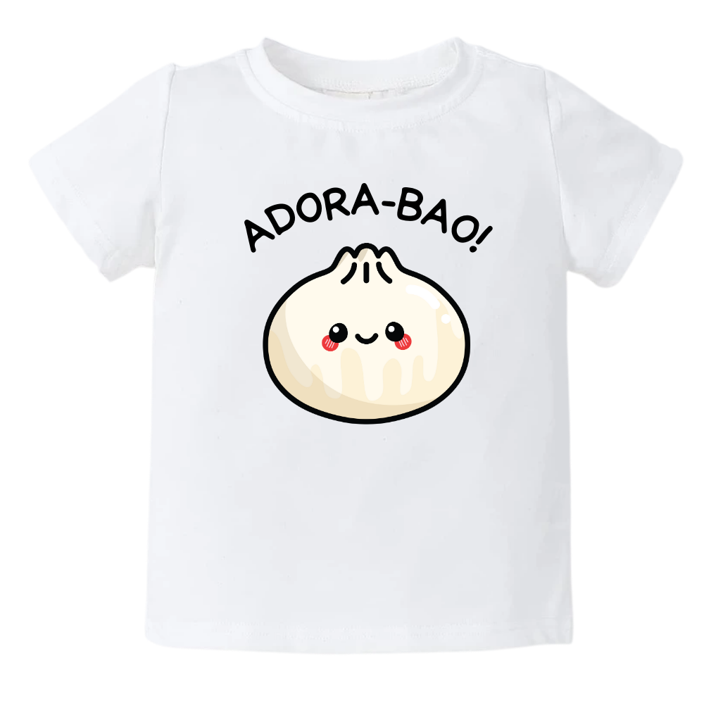 A kids' t-shirt with a lovable graphic of a cute bun and the text 'Adorabao.' The design captures the essence of irresistible charm and showcases the wearer's adorable nature. It's a whimsical and stylish tee that brings a smile to everyone's face.