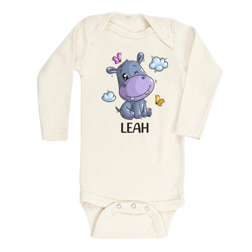 Personalized Baby Onesies® Hippo Baby Bodysuit for Newborn Outfit for Baby Shower Gift Ideas Custom Baby Gift