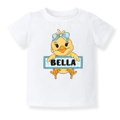 Cute Chick Custom Name Tshirt, Cute Baby Bodysuit, Personalized Funny Chicken Baby Outfit