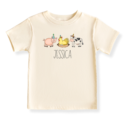 Cute Farm Animals Tshirt, Cute Baby Bodysuit, Personalized Funny Animals Shirt Pig Duck Cow Tee