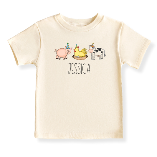 Cute Farm Animals Tshirt, Cute Baby Bodysuit, Personalized Funny Animals Shirt Pig Duck Cow Tee