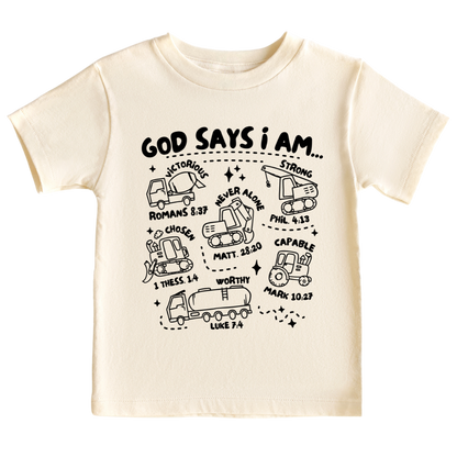 Construction Kid Tshirt - I Love God - I Love Jesus - God Baby - God Child - Religious Kid Tshirt