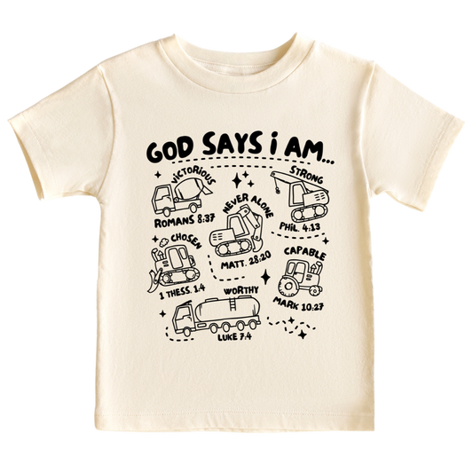 Construction Kid Tshirt - I Love God - I Love Jesus - God Baby - God Child - Religious Kid Tshirt