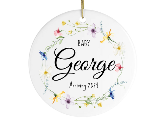 Personalized Baby Gift, Birth Announcement Ornament, Baby Name Arriving Ornament 2023, Baby Reveal Ideas, Custom Christmas Ornament