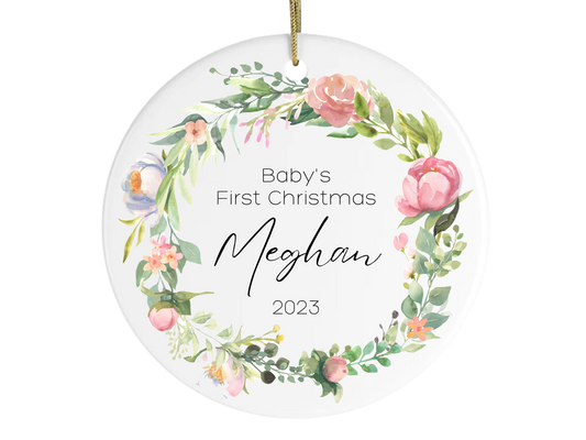 baby first Christmas ornament personalized name newborn gift for baby announcement 