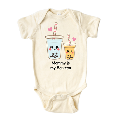 Cute Baby Onesie® Mommy Is My Bes-tea Shirt Baby Clothes Unisex Baby Announcement Gift for Mom