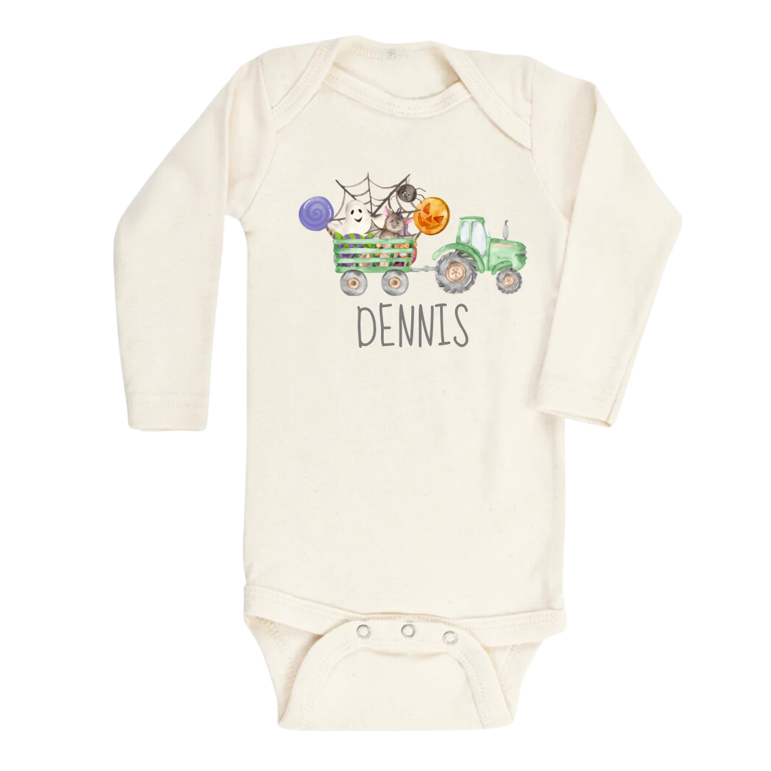 Baby Onesie - Cute Baby Onsie - Cute Baby Gift for Newborn Clothes for Baby Bodysuit with a cute Halloween truck design, customizable with names.