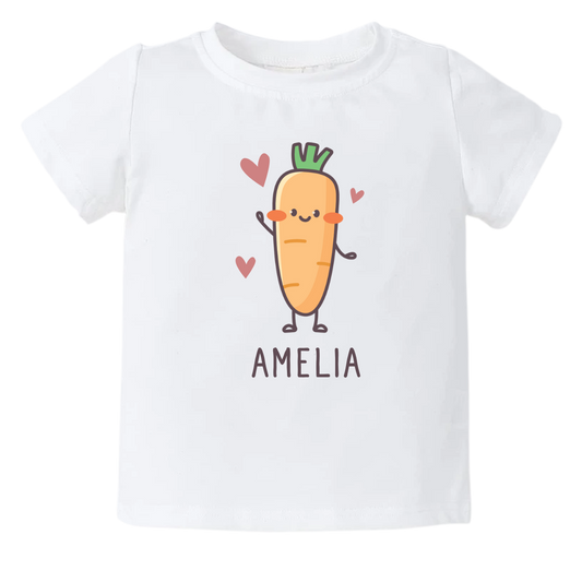 Baby Onesie for Baby Gift for Newborn Gift Custom Baby Name with a cute carrot design, customizable with names.