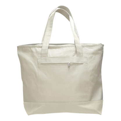 Large Canvas Bag with Front Pocket and Zipper Office Bag