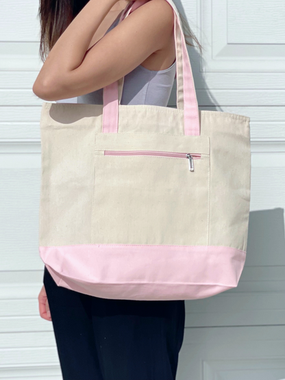 Large Canvas Bag with Front Pocket and Zipper Office Bag